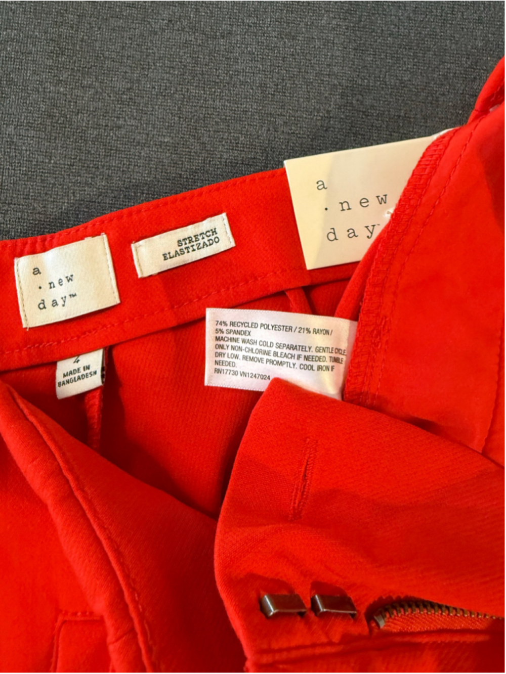 A New Day NWT High Rise Stretch Midi Shorts Orange Red 4 - Picture 5 of 7